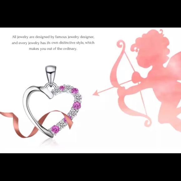 - New 💗Heart Created Pink Sapphire Pendant 925 Sterling Silver Pendant Nec… - Picture 13 of 15